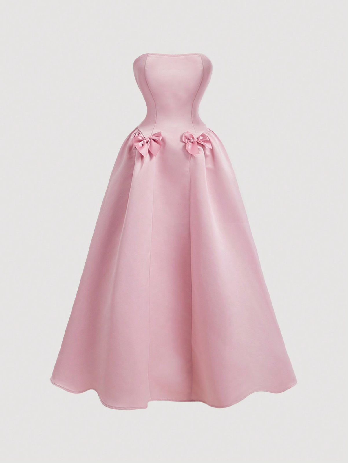 Pink Satin Bow Embellishment Tube Dress